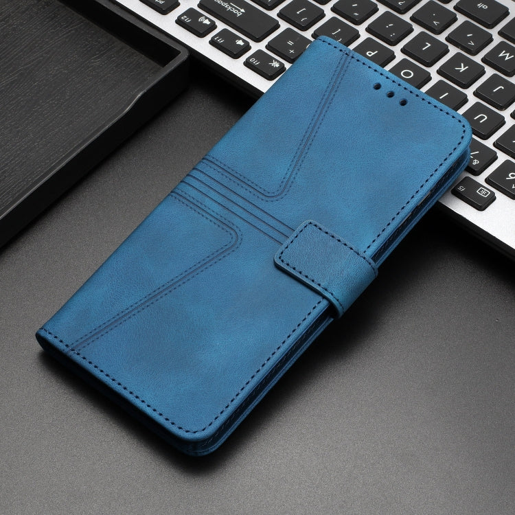 For Samsung Galaxy S25+5G Triangle Solid Color Leather Phone Case(Blue)