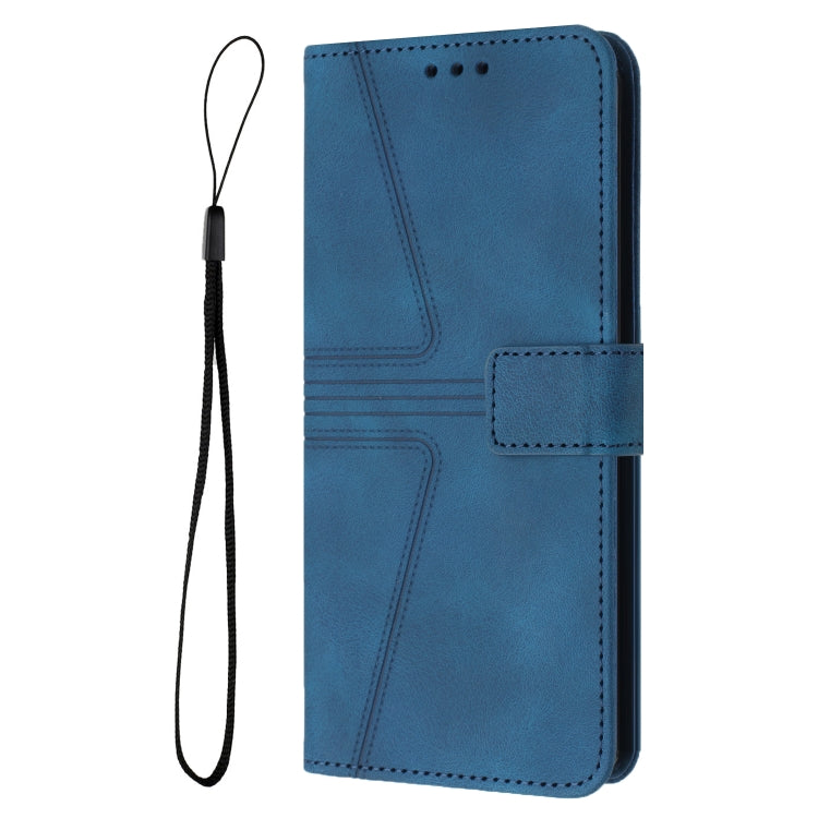 For Samsung Galaxy S25+5G Triangle Solid Color Leather Phone Case(Blue)