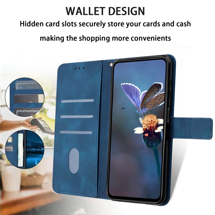 For Samsung Galaxy S25+5G Triangle Solid Color Leather Phone Case(Blue)