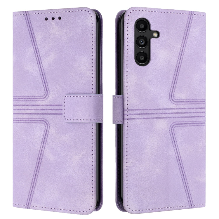 For Samsung Galaxy S25+5G Triangle Solid Color Leather Phone Case(Purple)