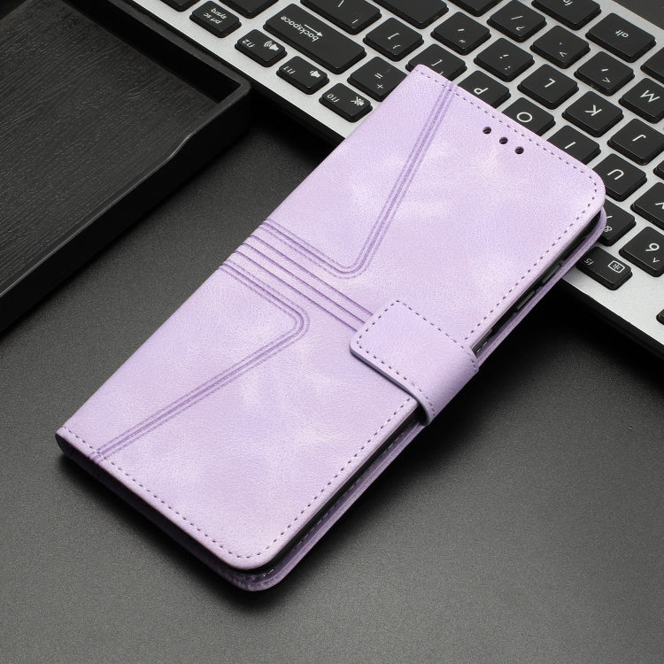 For Samsung Galaxy S25+5G Triangle Solid Color Leather Phone Case(Purple)