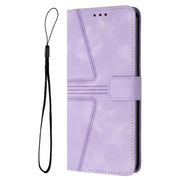For Samsung Galaxy S25+5G Triangle Solid Color Leather Phone Case(Purple)