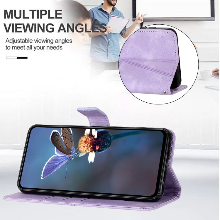 For Samsung Galaxy S25+5G Triangle Solid Color Leather Phone Case(Purple)
