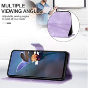 For Samsung Galaxy S25+5G Triangle Solid Color Leather Phone Case(Purple)