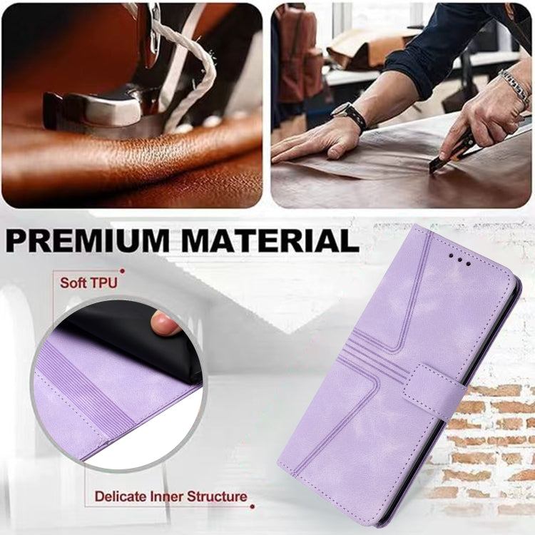 For Samsung Galaxy S25+5G Triangle Solid Color Leather Phone Case(Purple)