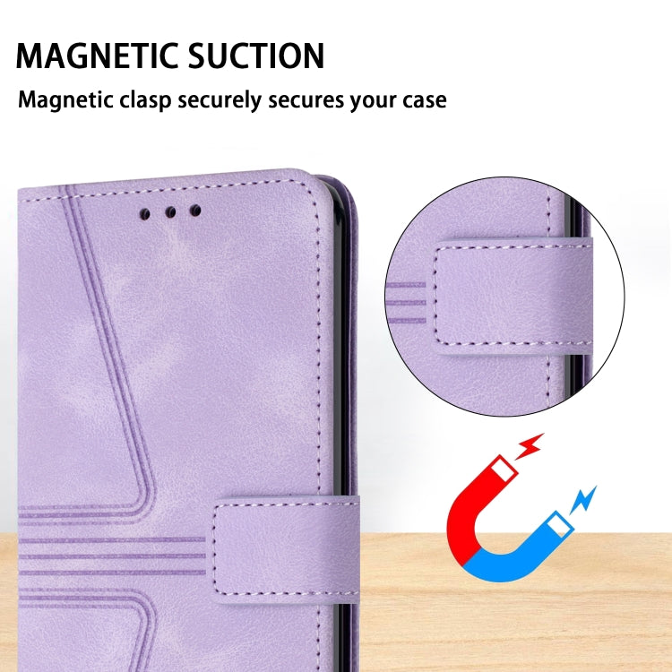 For Samsung Galaxy S25+5G Triangle Solid Color Leather Phone Case(Purple)