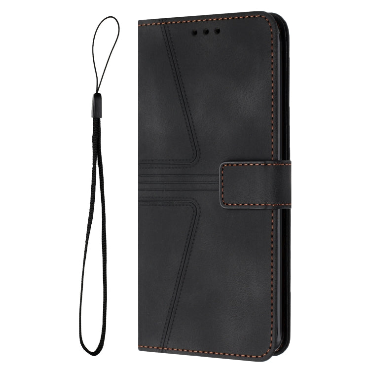 For Samsung Galaxy S25 Ultra 5G Triangle Solid Color Leather Phone Case(Black)