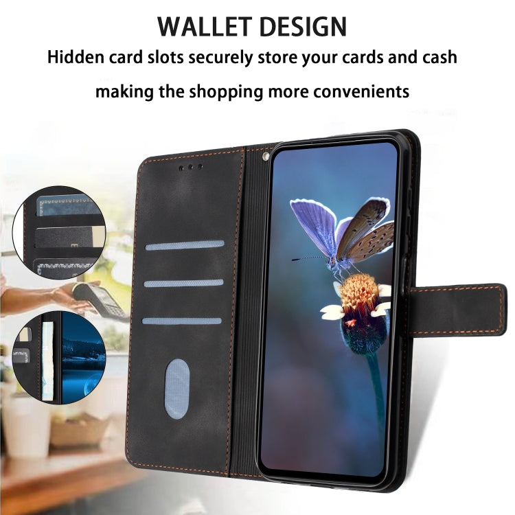 For Samsung Galaxy S25 Ultra 5G Triangle Solid Color Leather Phone Case(Black)
