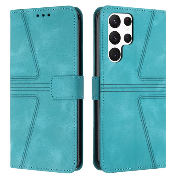 For Samsung Galaxy S25 Ultra 5G Triangle Solid Color Leather Phone Case(Green)