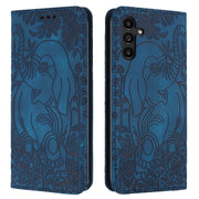 For Samsung Galaxy S25+ 5G Retro Elephant Embossed Leather Phone Case(Blue)
