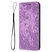 For Samsung Galaxy S25+ 5G Retro Elephant Embossed Leather Phone Case(Purple)