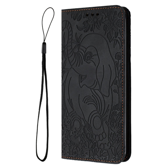 For Samsung Galaxy S25+ 5G Retro Elephant Embossed Leather Phone Case(Black)