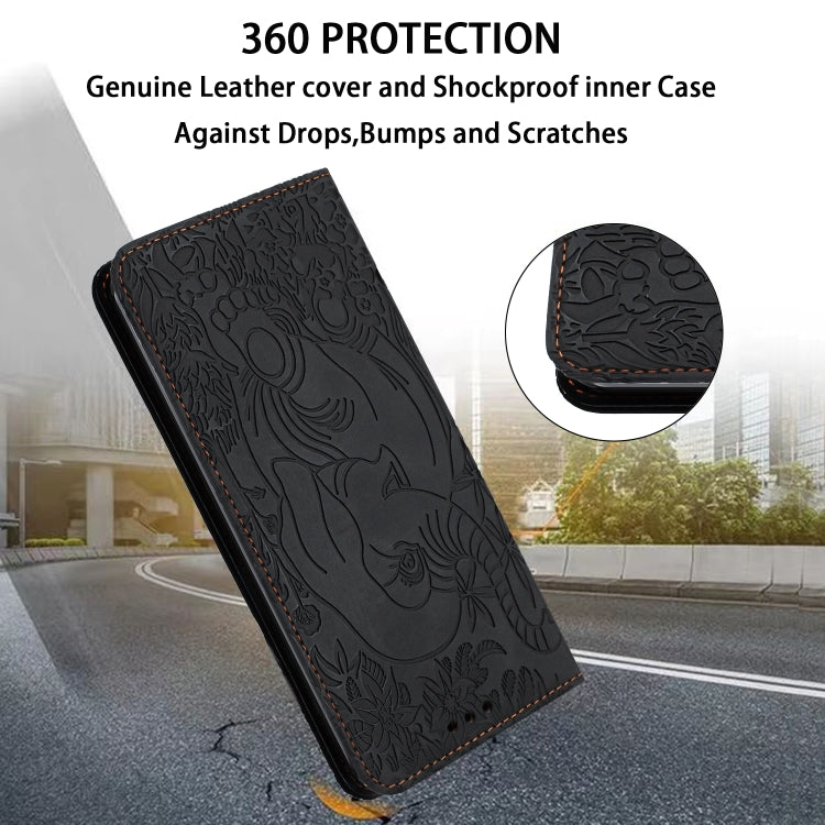 For Samsung Galaxy S25+ 5G Retro Elephant Embossed Leather Phone Case(Black)
