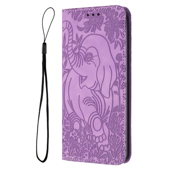 For Samsung Galaxy S25 5G Retro Elephant Embossed Leather Phone Case(Purple)