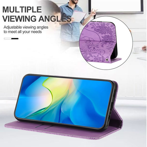 For Samsung Galaxy S25 5G Retro Elephant Embossed Leather Phone Case(Purple)