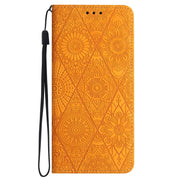 For Samsung Galaxy S25 5G Ethnic Embossed Adsorption Leather Phone Case(Yellow)