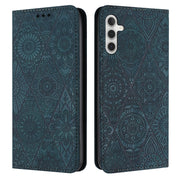 For Samsung Galaxy S25 5G Ethnic Embossed Adsorption Leather Phone Case(Blue)