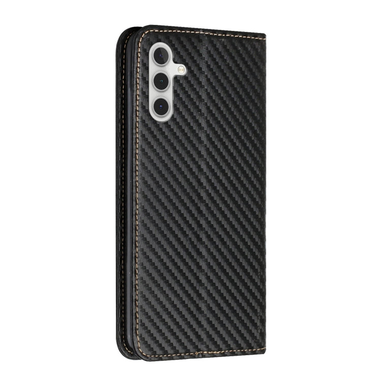 For Samsung Galaxy S25 5G Carbon Fiber Texture Magnetic Flip Leather Phone Case(Black)