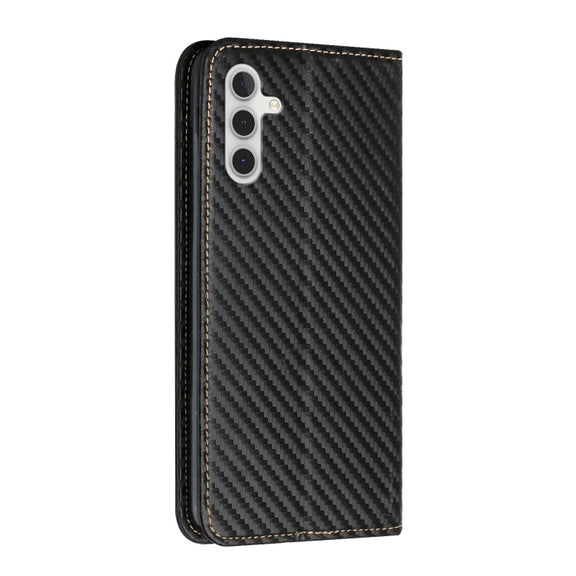 For Samsung Galaxy S25 5G Carbon Fiber Texture Magnetic Flip Leather Phone Case(Black)