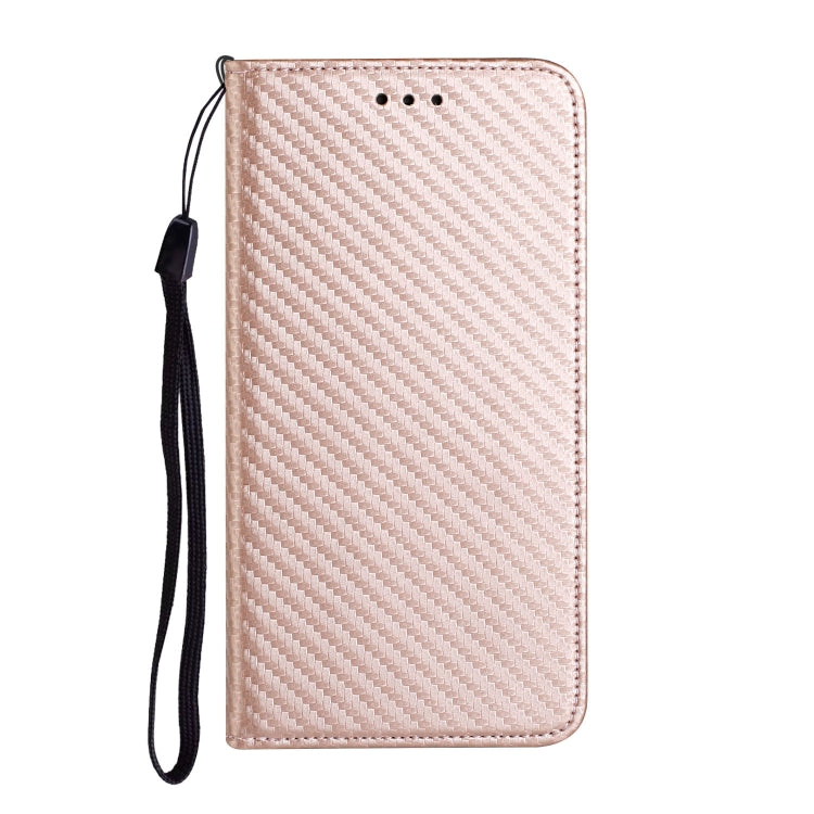 For Samsung Galaxy S25 5G Carbon Fiber Texture Magnetic Flip Leather Phone Case(Rose Gold)