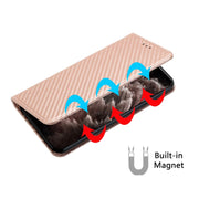 For Samsung Galaxy S25 5G Carbon Fiber Texture Magnetic Flip Leather Phone Case(Rose Gold)