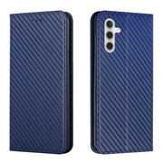 For Samsung Galaxy S25+ 5G Carbon Fiber Texture Magnetic Flip Leather Phone Case(Blue)