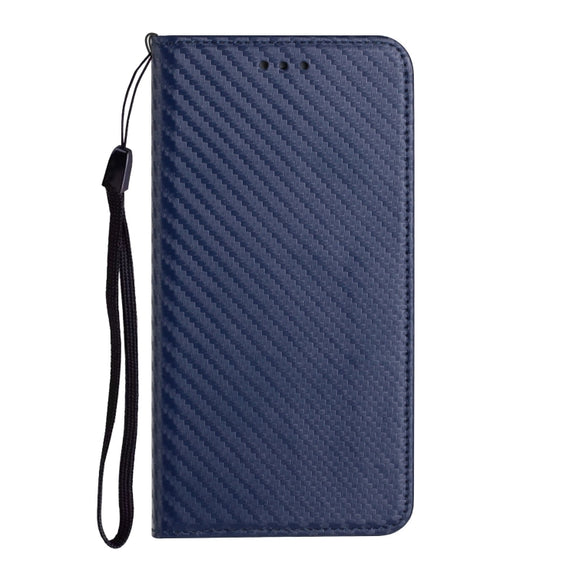 For Samsung Galaxy S25+ 5G Carbon Fiber Texture Magnetic Flip Leather Phone Case(Blue)