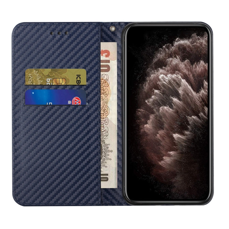 For Samsung Galaxy S25+ 5G Carbon Fiber Texture Magnetic Flip Leather Phone Case(Blue)