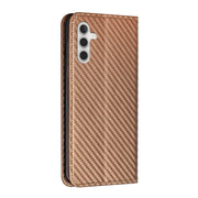 For Samsung Galaxy S25+ 5G Carbon Fiber Texture Magnetic Flip Leather Phone Case(Brown)