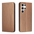 For Samsung Galaxy S25 Ultra 5G Carbon Fiber Texture Magnetic Flip Leather Phone Case(Brown) - Galaxy S25 Ultra 5G Cases by PMC Jewellery | Online Shopping South Africa | PMC Jewellery | Buy Now Pay Later Mobicred