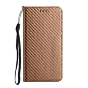 For Samsung Galaxy S25 Ultra 5G Carbon Fiber Texture Magnetic Flip Leather Phone Case(Brown)