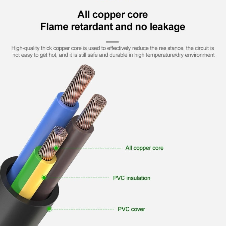 US Plug Computer PC Power Cord 3 Pin Cable, Length:3m(Black)