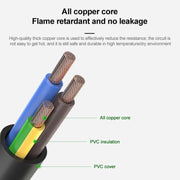 US Plug Computer PC Power Cord 3 Pin Cable, Length:5m(Black)