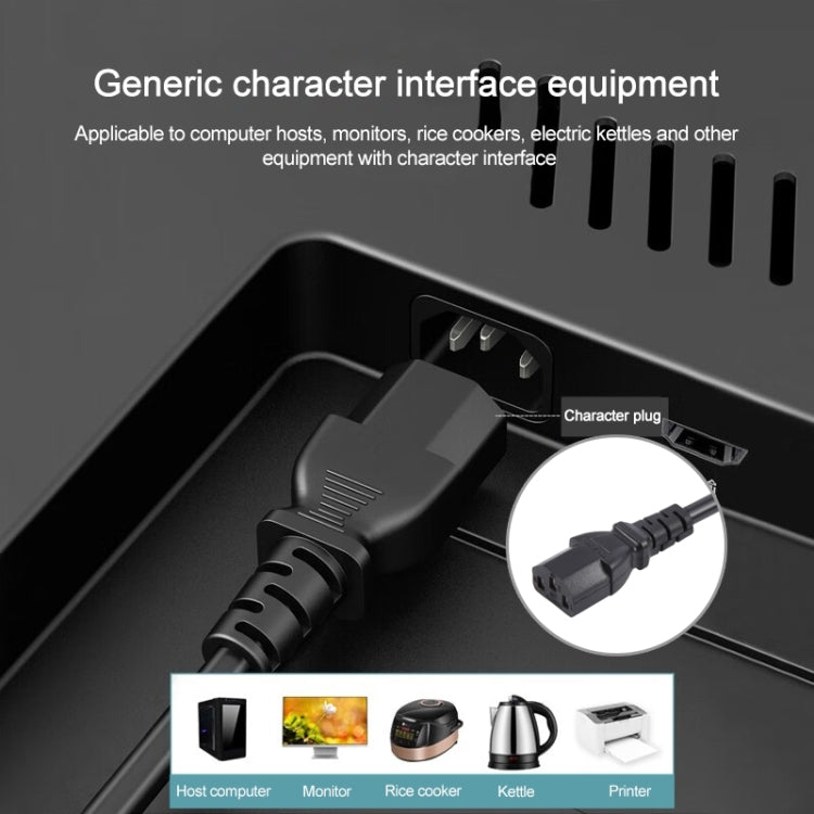 EU Plug Computer PC Power Cord 3 Pin Cable, Length:3m(Black)