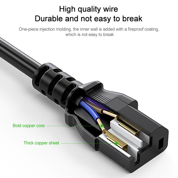 EU Plug Computer PC Power Cord 3 Pin Cable, Length:5m(Black)