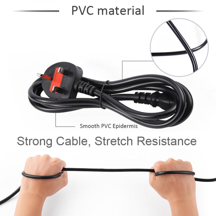 Big UK Plug Computer PC Power Cord 3 Pin Cable, Length:5m(Black)