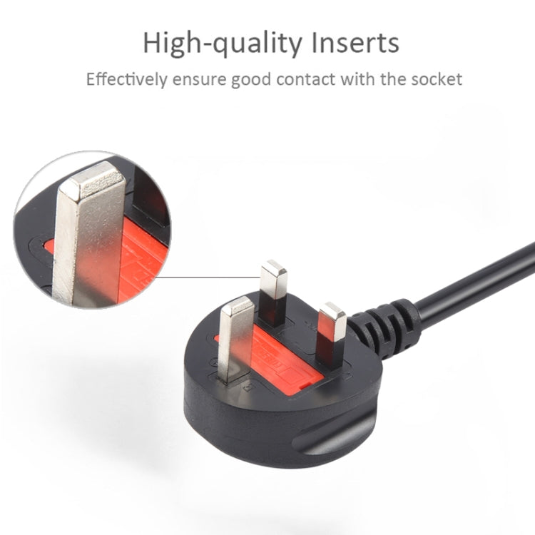 Big UK Plug Computer PC Power Cord 3 Pin Cable, Length:5m(Black)