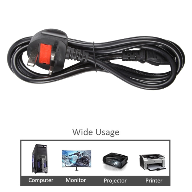 Big UK Plug Computer PC Power Cord 3 Pin Cable, Length:5m(Black)