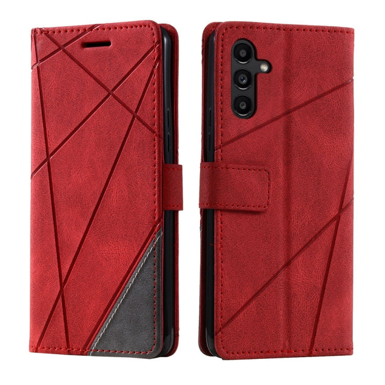 For Samsung Galaxy S25+ 5G Skin Feel Splicing Leather Phone Case(Red)