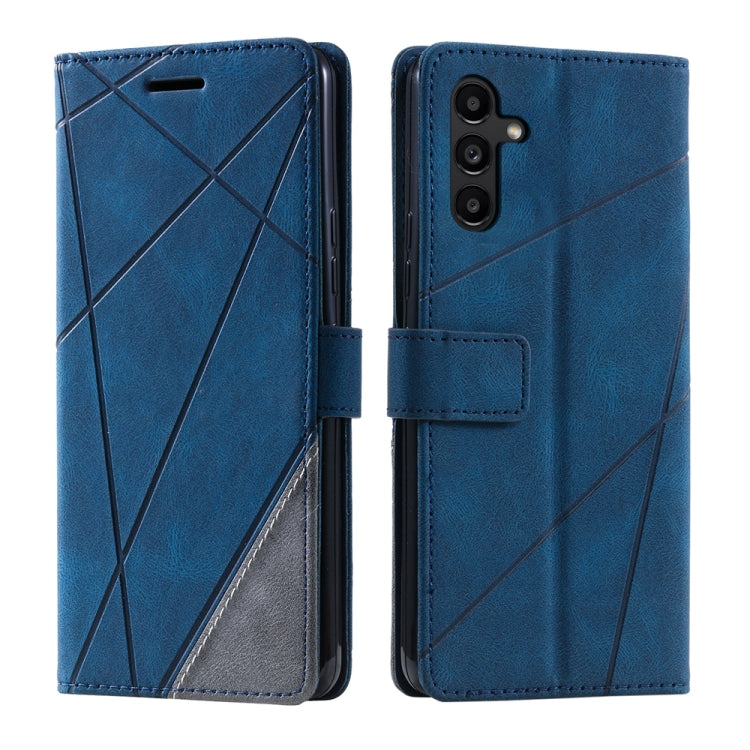 For Samsung Galaxy S25 5G Skin Feel Splicing Leather Phone Case(Blue)