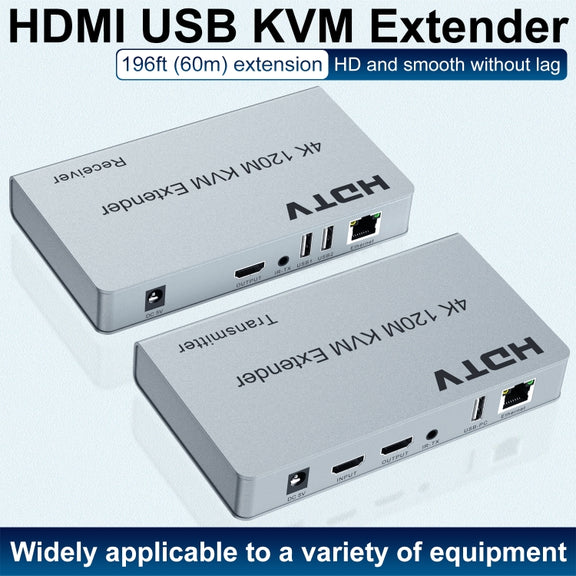 120m HDMI USB KVM 4K Network Extender, Plug:UK Plug