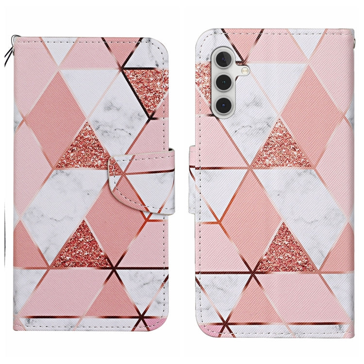 For Samsung Galaxy S25 5G Colored Drawing Pattern Leather Phone Case(Marble)