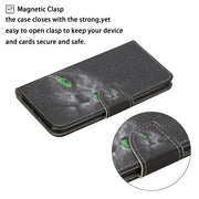 For Samsung Galaxy S25 5G Colored Drawing Pattern Leather Phone Case(Black Cat)