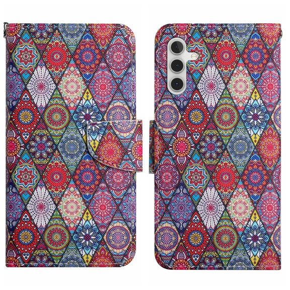 For Samsung Galaxy S25 5G Colored Drawing Pattern Leather Phone Case(Diamond Kaleidoscope)