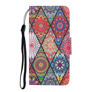 For Samsung Galaxy S25 5G Colored Drawing Pattern Leather Phone Case(Diamond Totem)