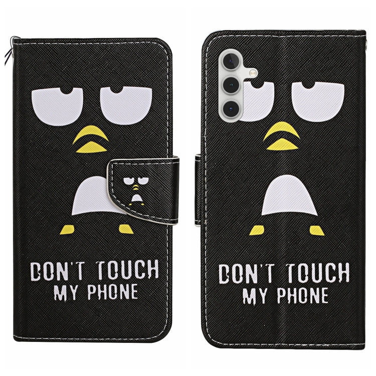 For Samsung Galaxy S25+ 5G Colored Drawing Pattern Leather Phone Case(Penguin)