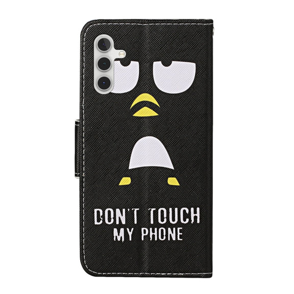 For Samsung Galaxy S25+ 5G Colored Drawing Pattern Leather Phone Case(Penguin)