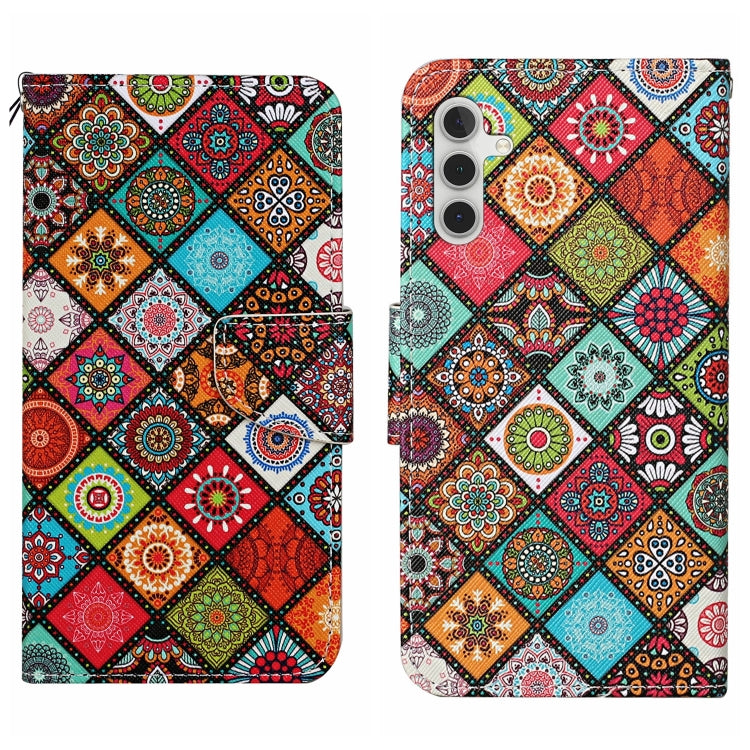 For Samsung Galaxy S25+ 5G Colored Drawing Pattern Leather Phone Case(Ethnic Style)
