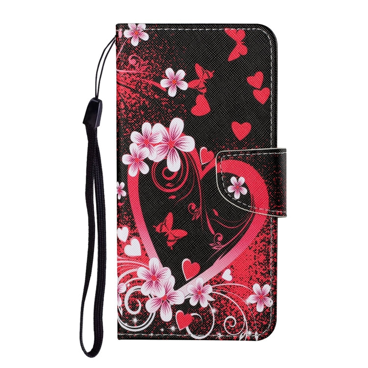 For Samsung Galaxy S25+ 5G Colored Drawing Pattern Leather Phone Case(Red Heart)