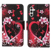 For Samsung Galaxy S25+ 5G Colored Drawing Pattern Leather Phone Case(Red Heart)
